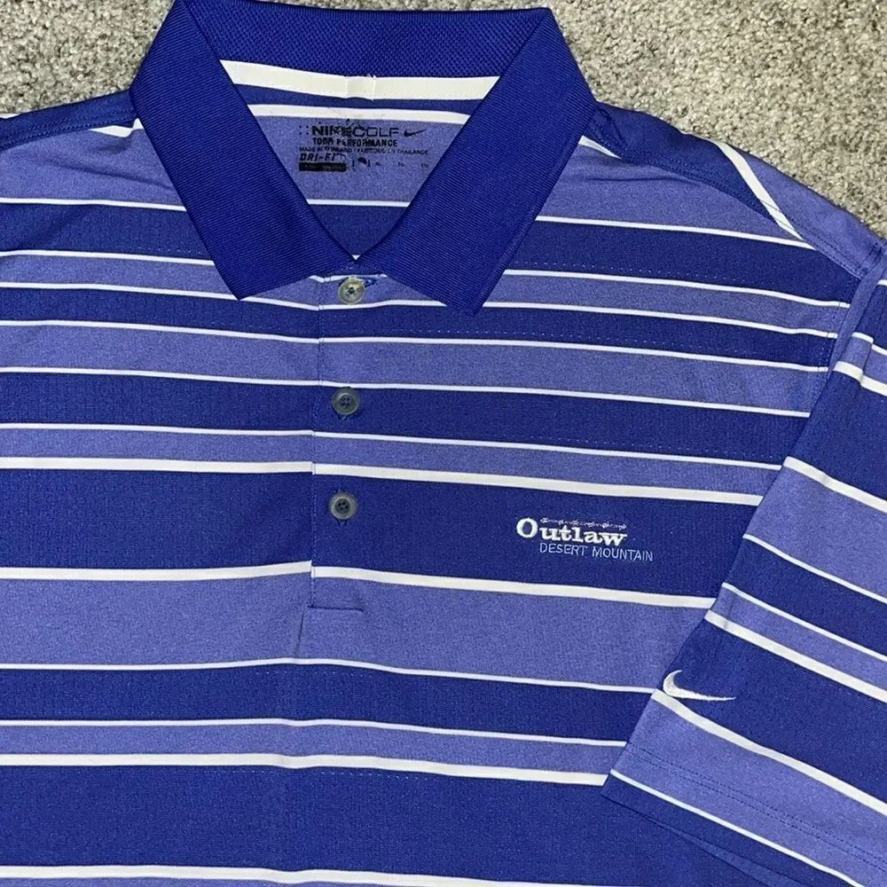 Blue Outlaw Desert Mountain Scottsdale stripe Golf Polo Shirt Tour Performance